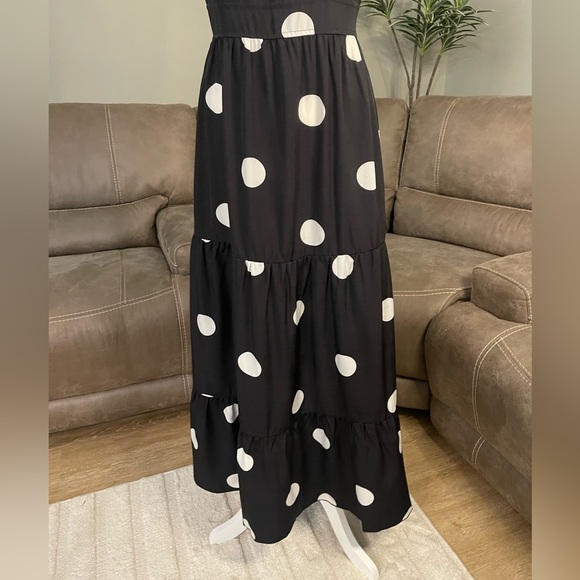 SEXY New Black & White Polka Dot Halter Maxi Dress Sz L Large - Picture 5 of 10